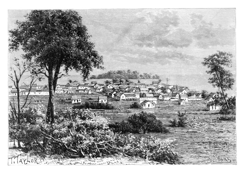 'Port Limon and Uvas Island', c1890.Artist: A Kohl