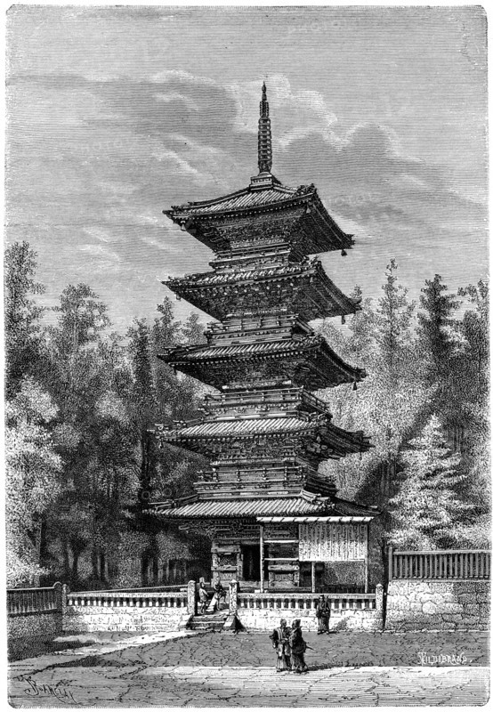 Buddhist temple, Nikko, Japan, 1895.Artist: Hildibrand