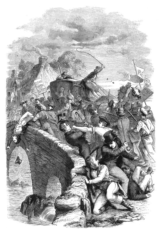 The election riot at Hawick, Scottish Borders, 1837 (c1895). Artist: Unknown
