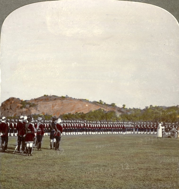 Receiving the colours inside the square, India, 1900s.Artist: Underwood & Underwood