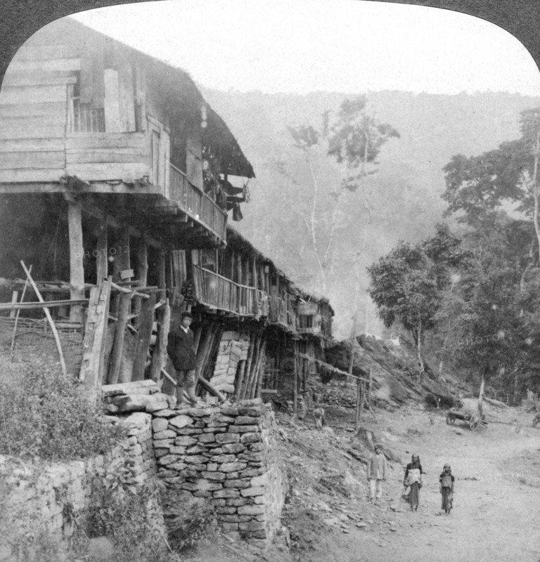 Native village, Teesta Bridge near Darjeeling, India, 1903. Artist: Underwood & Underwood