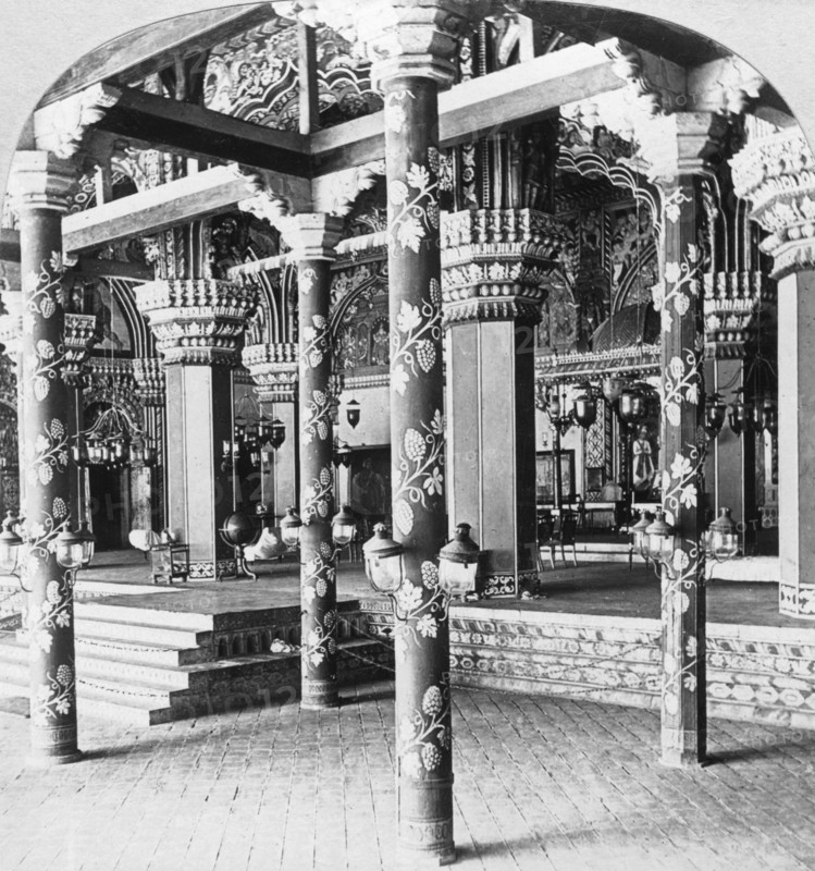 The Mahratta durbar hall, Palace of the Princess of Tanjore, Tanjore (Thanjavur), India, 1901.Artist: BL Singley