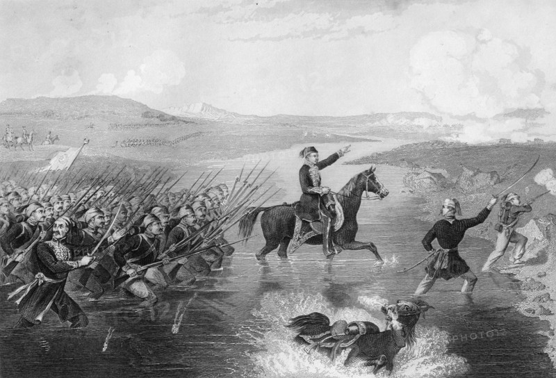 Passage of the Ingour by Omar Pasha (1806-1871), 1854 (1857).Artist: T Sherratt