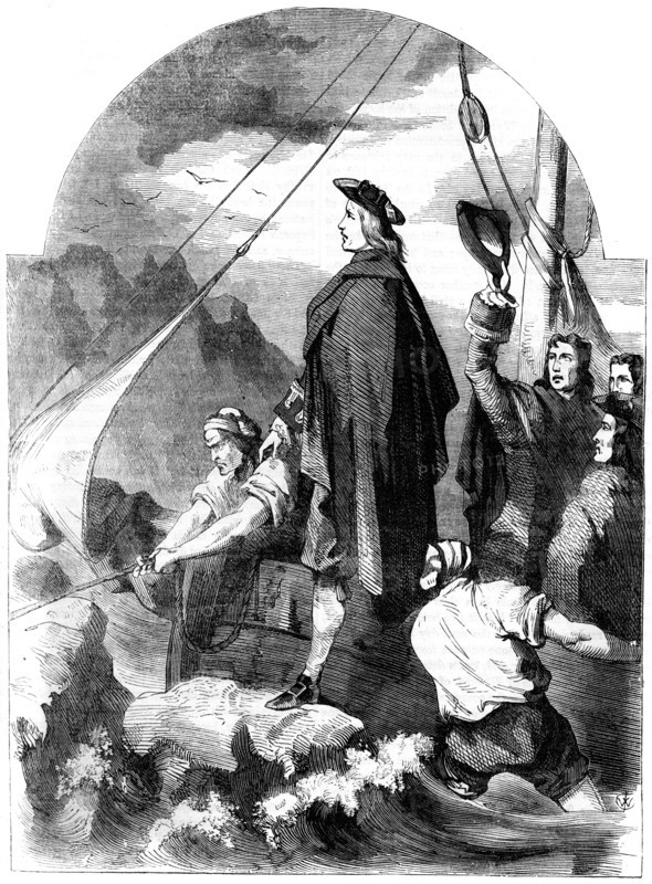 Landing of the Chevalier de St George in Scotland, 1715, (19th century). Artist: Unknown
