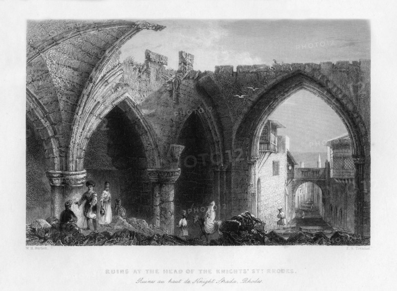 Ruins in Rhodes, Greece, 1841.Artist: EG Treacher