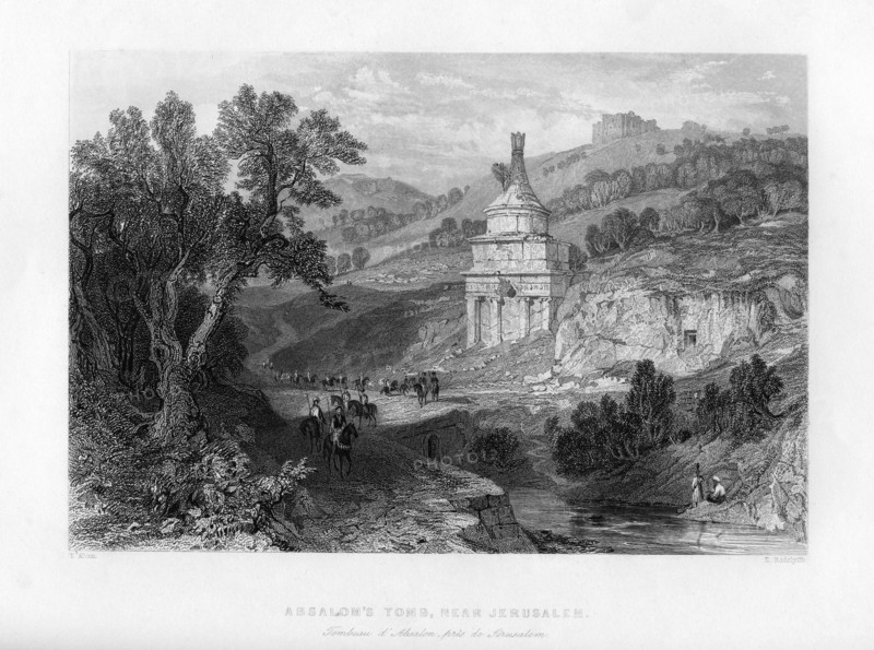 Absalom's Tomb, near Jerusalem, Israel, 1841.Artist: E Redclyffe