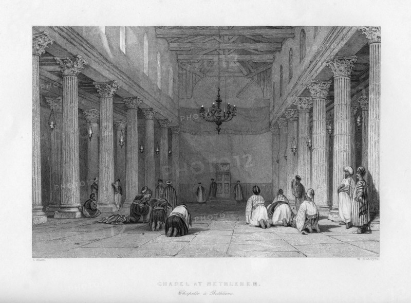 A chapel in Bethlehem, Israel, 1841.Artist: E Redclyffe