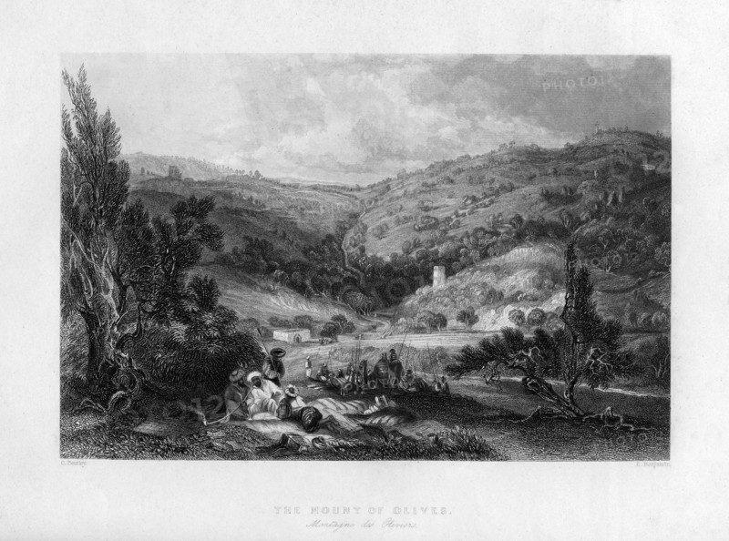 The Mount of Olives, Israel, 1841.Artist: E Benjamin