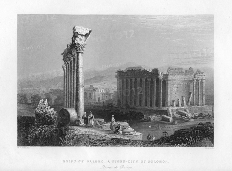 The Great Temple at Baalbec (Heliopolis), Egypt, 1841.Artist: Robert Sands