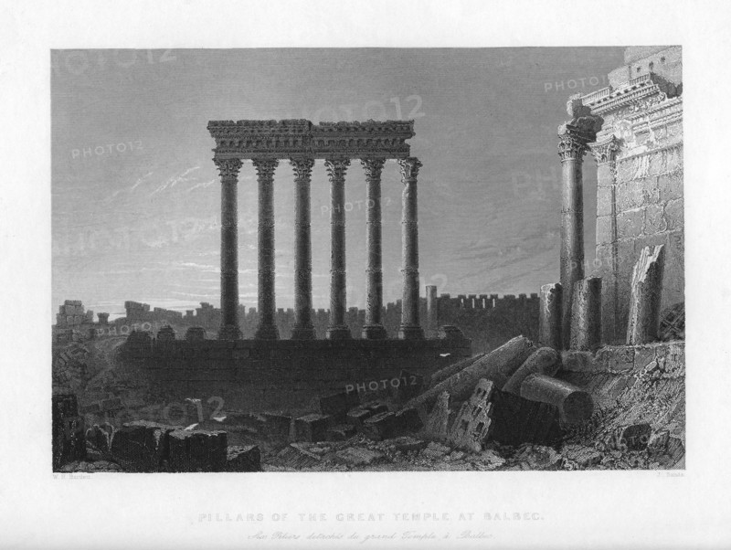 'Pillars of the Great Temple at Balbec', 1841. Artist: J Sands