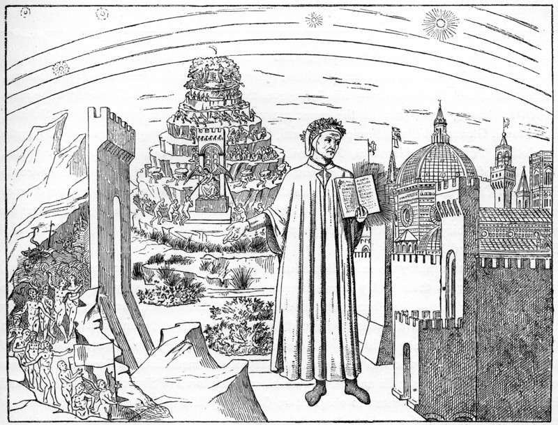 Dante (1265-1321), Florence and the Seven Circles of Hell, 1882. Artist: Unknown