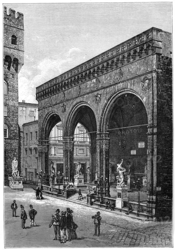 Loggia del Lanzi, Piazza della Signoria, Florence, Italy, 1882. Artist: Unknown