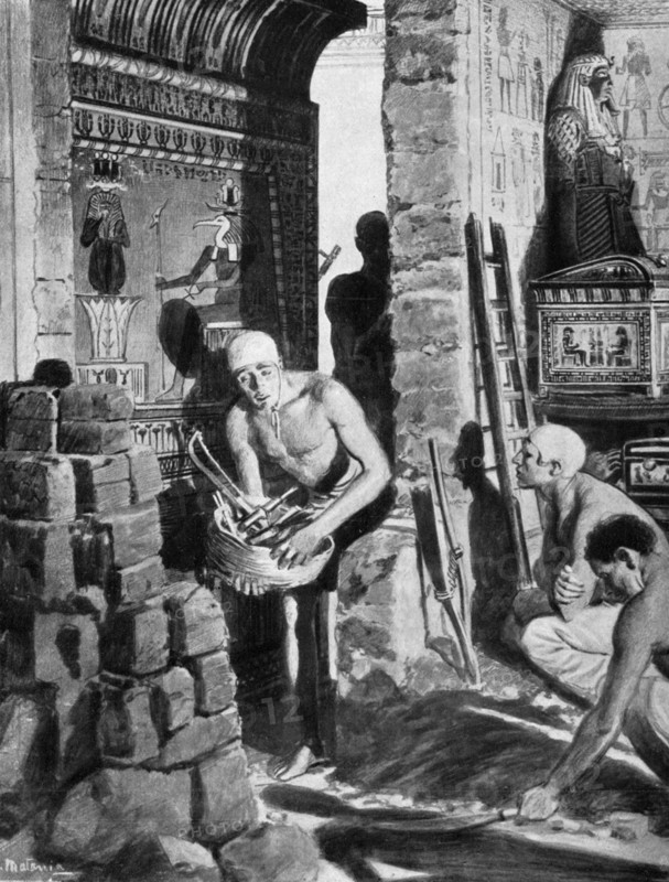 The final interior decoration and sealing of Tutankhamun's tomb, Egypt, 1325 BC (1933-1934). Artist: Unknown