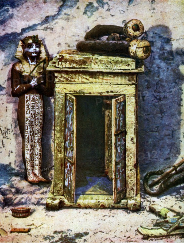 Golden shrine in the antechamber of Tutankhamun's tomb, Egypt, 1933-1934. Artist: Unknown
