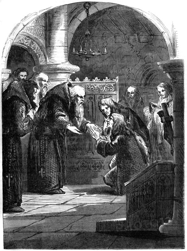 King James II of England (1633-1701) at La Trappe Abbey, Orne, France, 17th century (19th century). Artist: Unknown