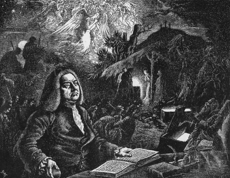 George Frideric Handel (1685-1759) composing his 'Messiah', c18th century. Artist: Unknown
