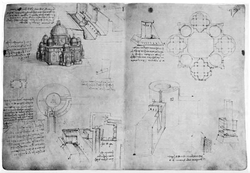 Designs for a centralized building, late 15th or early 16th century (1954).Artist: Leonardo da Vinci