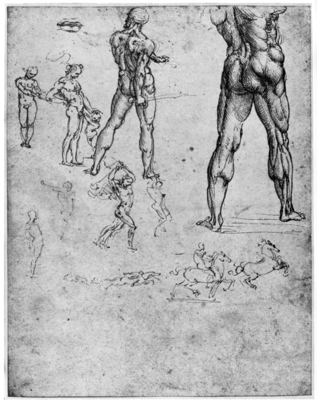 Nude studies for 'The Battle of Anghiari', c1503-1505 (1954). Artist: Leonardo da Vinci