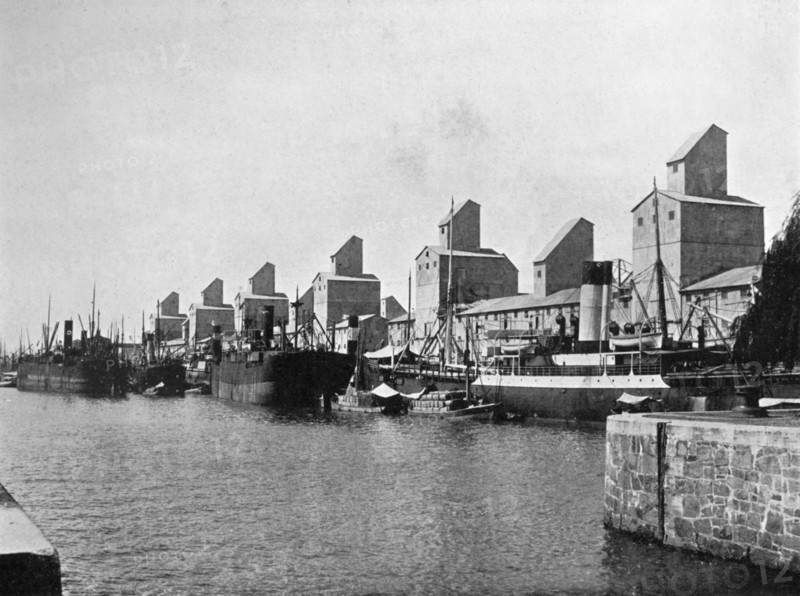 No 2 Dock and grain elevators, Buenos Aires, Argentina. Artist: Unknown