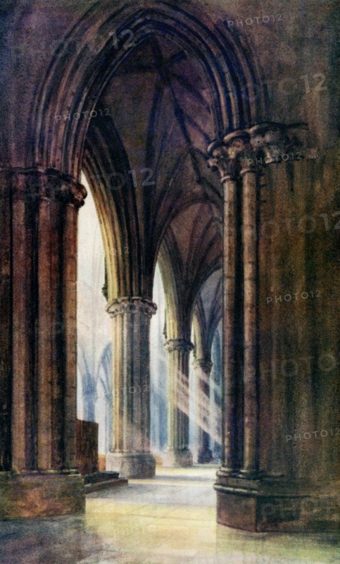 Interior of Lincoln Cathedral, 1924-1926. Artist: FP Dickinson