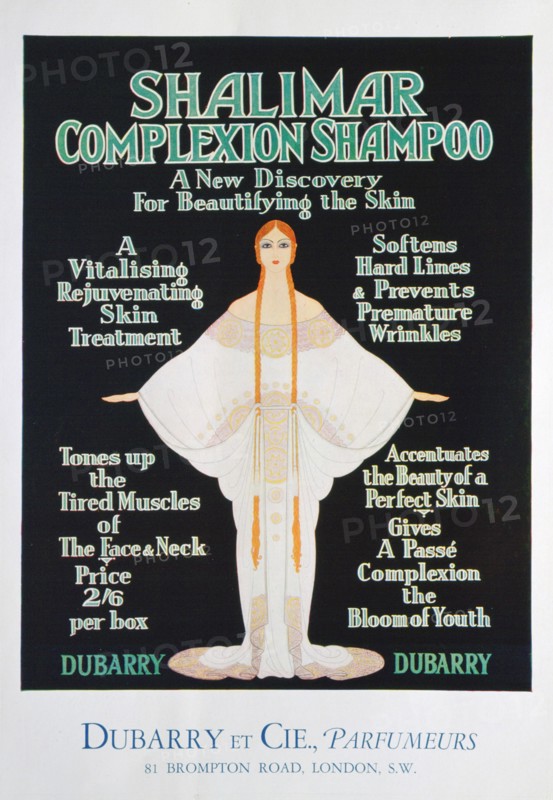 Advertisement for Shalimar complexion shampoo by Dubarry, 1930. Artist: Unknown