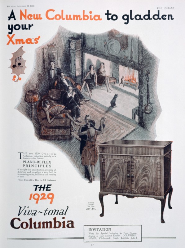 Christmas advert for Columbia gramophones, 1928. Artist: Unknown