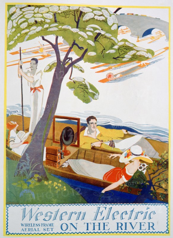 Advert for Western Electric Company wireless frame aerial sets, 1923. Artist: Unknown