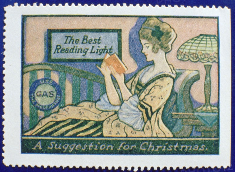 Early gas lighting advertisement label. Artist: Unknown