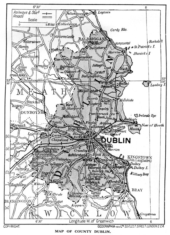 Map of County Dublin, Ireland, 1924-1926. Artist: Unknown