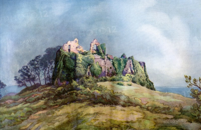 Oystermouth Castle, near Swansea, Wales, 1924-1926.Artist: FC Varley