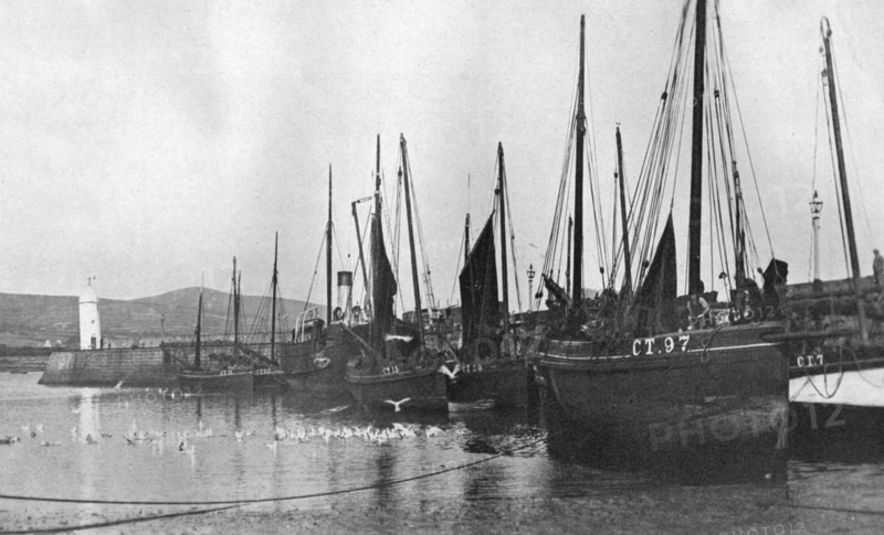Fishing boats in Port St Mary harbour, Isle of Man, 1924-1926. Artist: Unknown