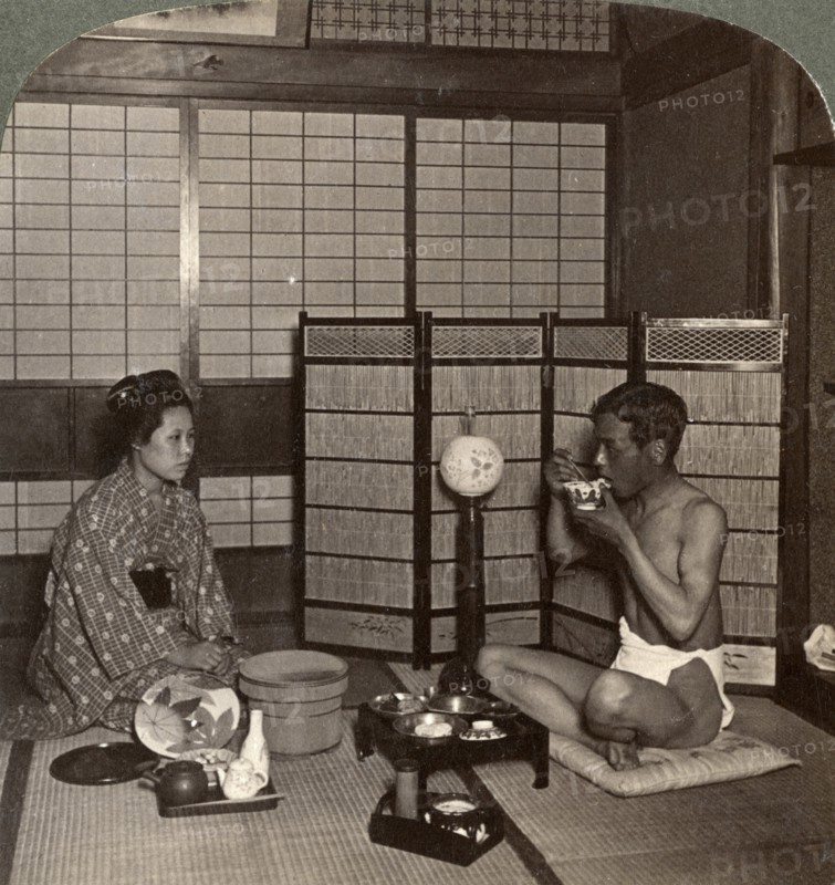 Summer evening meal at a hotel, Hiroshima, Japan, 1904. Artist: Underwood & Underwood