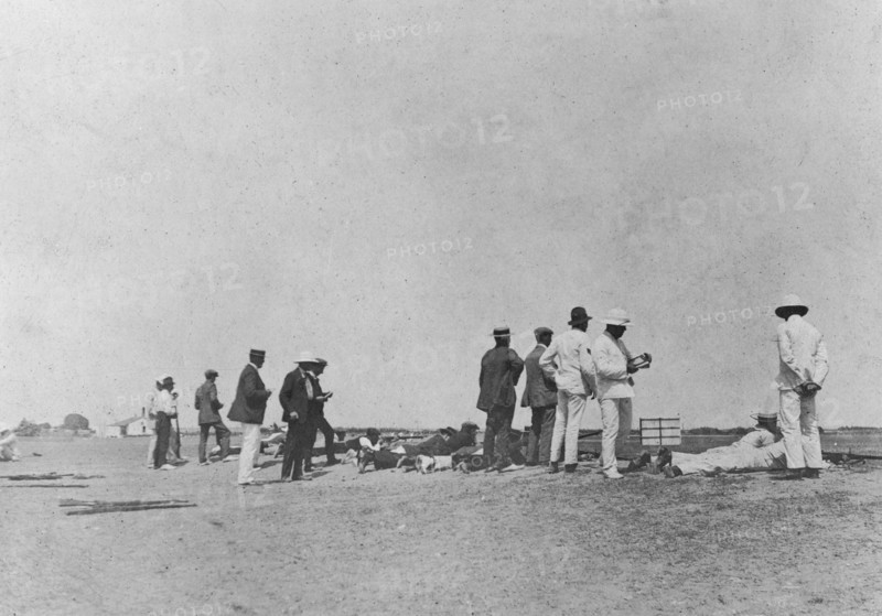 Men at a rifle range, 20th century. Artist: Unknown
