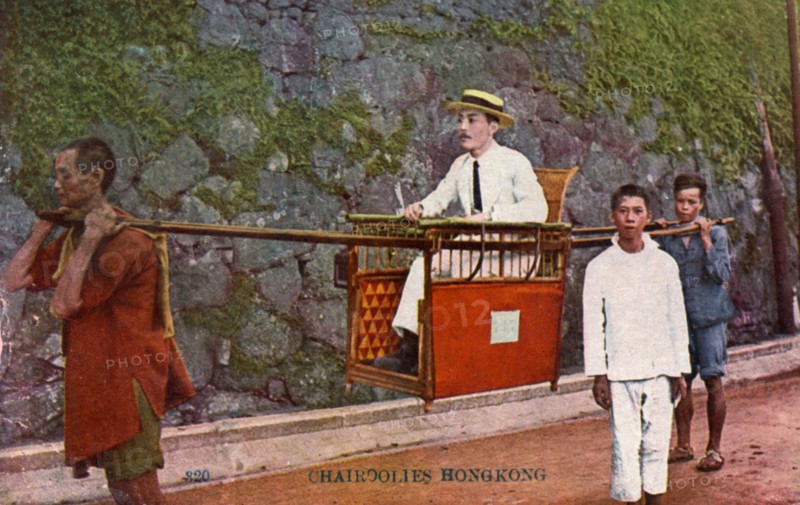 Man being carried on a Sedan chair, Hong kong, 20th century. Artist: Unknown