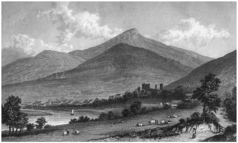 Abergavenny from the Usk Road, Wales, 19th century(?). Artist: E Francis