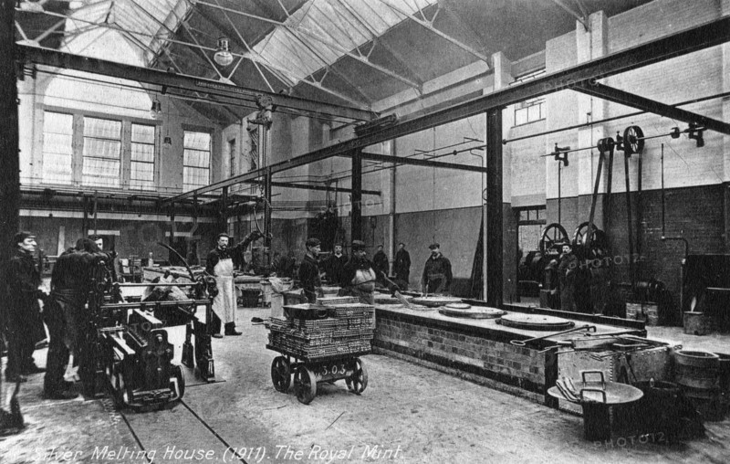 Silver Melting House, the Royal Mint, Tower Hill, London, 1911. Artist: Unknown