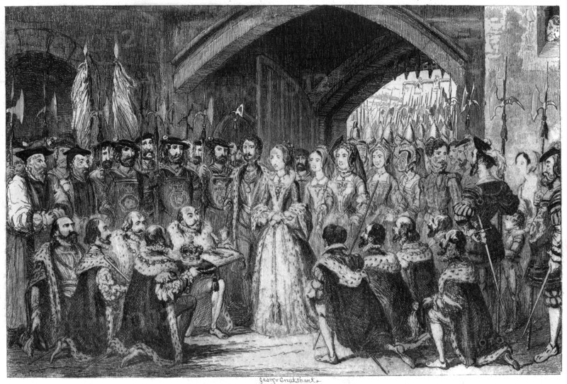 Queen Jane's entrance into the Tower, 1553 (1840). Artist: George Cruikshank