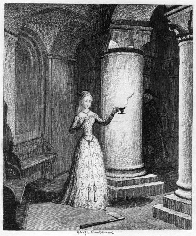 Queen Jane's first night in the Tower, 1553 (1840). Artist: George Cruikshank