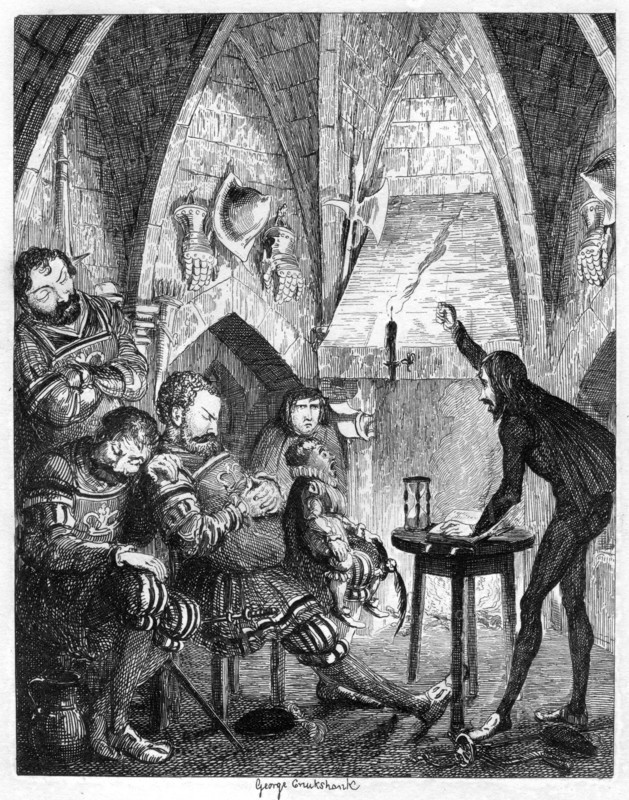 Edward Underhill the hot gospeller preaching to the giants in the by-ward or Gate Tower, 1840. Artist: George Cruikshank