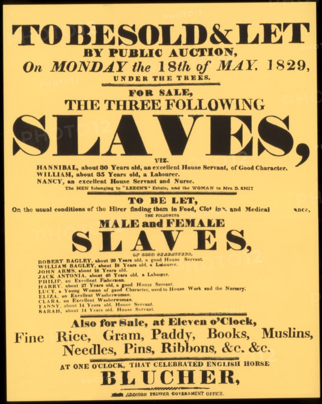 A bill advertising a West Indian slave auction in 1829, (1965). Artist: Unknown