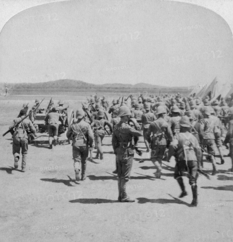 Camp alarm at Honey Nest Kloof, South Africa, 1900.Artist: Underwood & Underwood