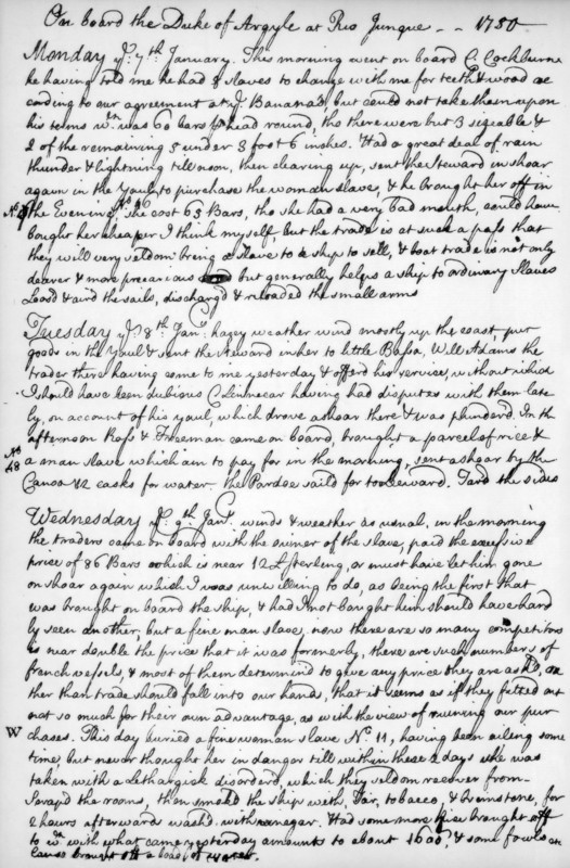 A page from the journal of John Newton, 1750-1754 (1965). Artist: Unknown