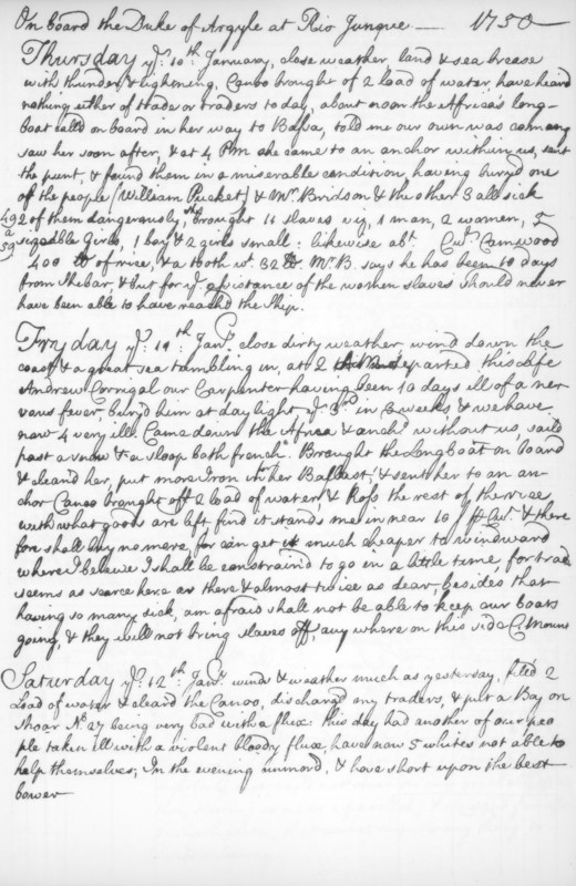 A page from the journal of John Newton, 1750-1754 (1965). Artist: Unknown