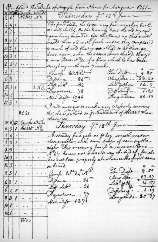 A page from the journal of John Newton, 1750-1754 (1965). Artist: Unknown