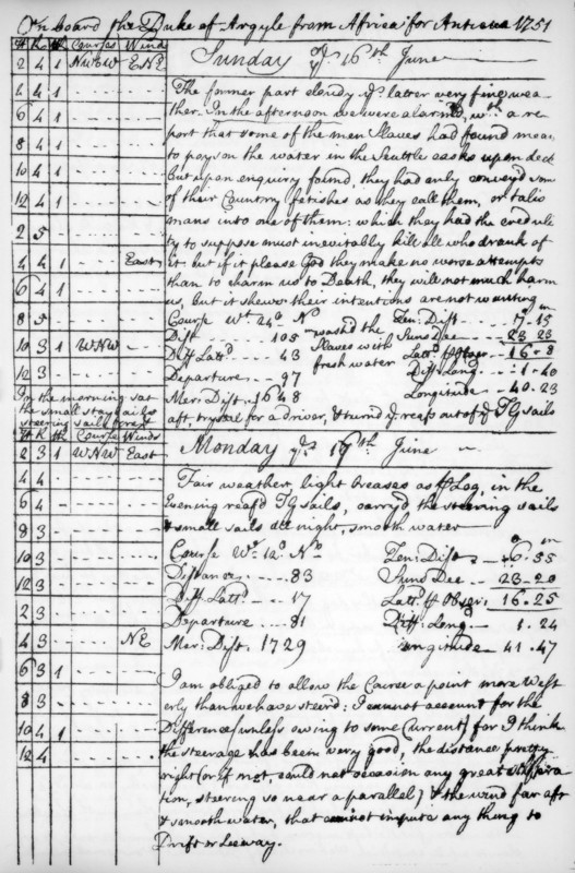 A page from the journal of John Newton, 1750-1754 (1965). Artist: Unknown