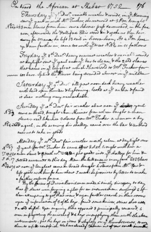 A page from the journal of John Newton, 1750-1754 (1965). Artist: Unknown