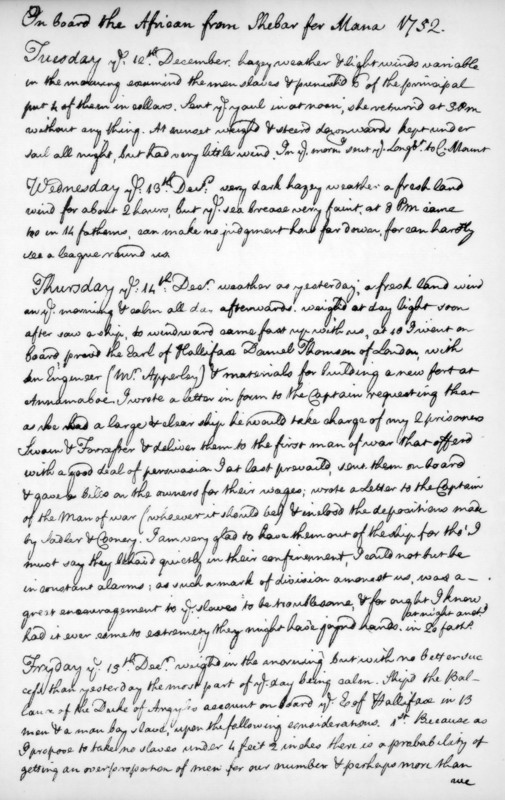 A page from the journal of John Newton, 1750-1754 (1965). Artist: Unknown