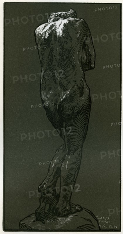 A woodcut after a statue by Rodin, 1898.Artist: Auguste Lepere