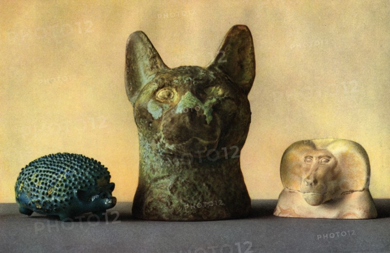 Animal carvings from the New Kingdom and Late Period, Egypt, 1936. Artist: Unknown