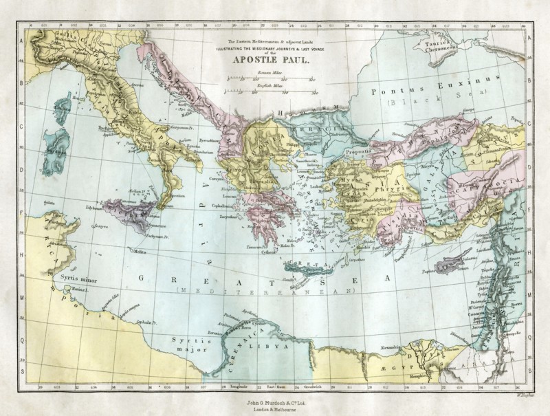 The missionary journeys and last voyage of the Apostle Paul, c19th century.Artist: W Hughes